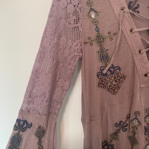 Free People Charlie Lace Up Tunic Top S - Picture 7 of 8